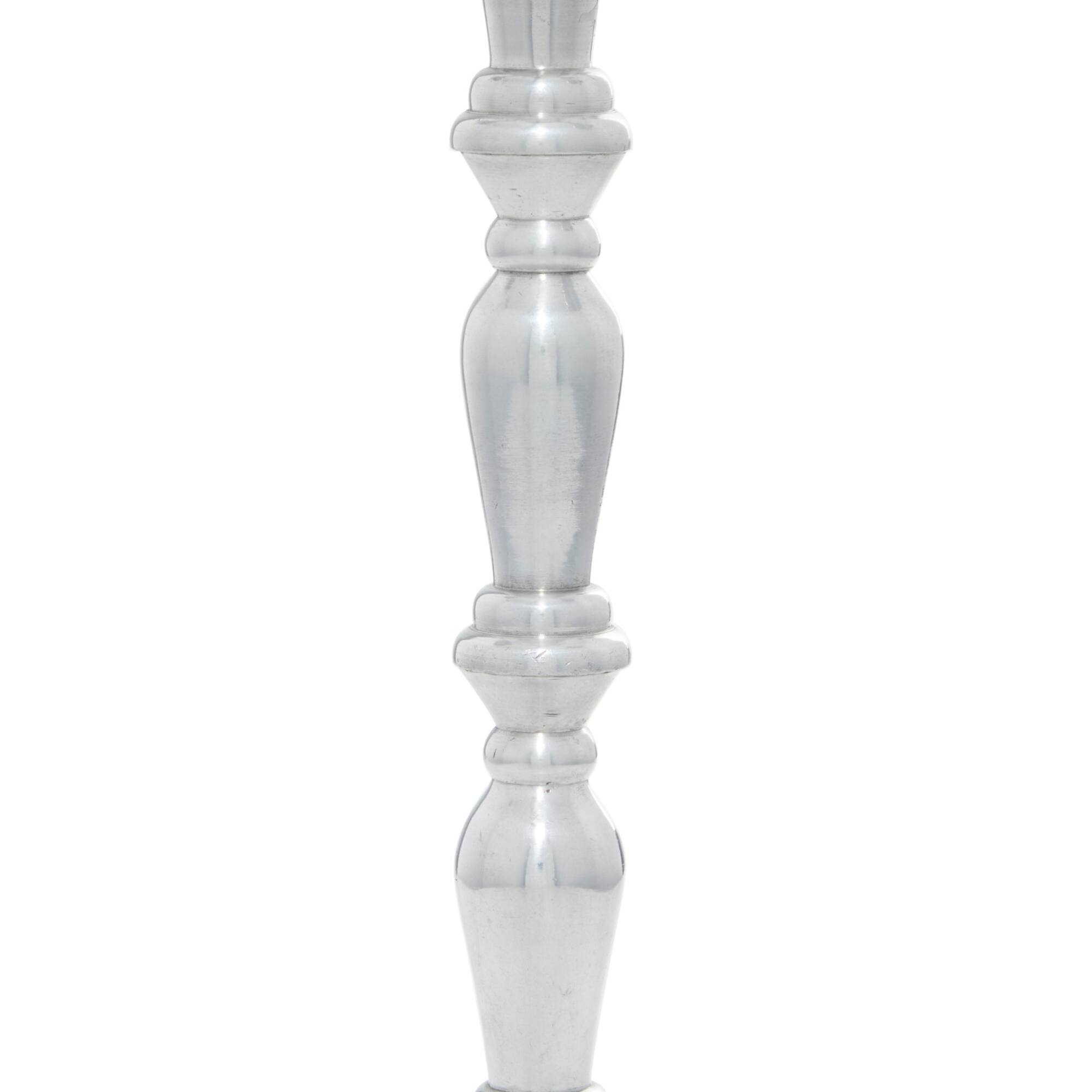 Silver Metal Traditional Candlestick Holders, 23" x 10" x 10"